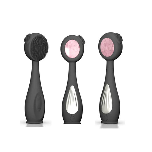 Home Use Rechargeable Black Facial Cleansing Brush With Jade Heating