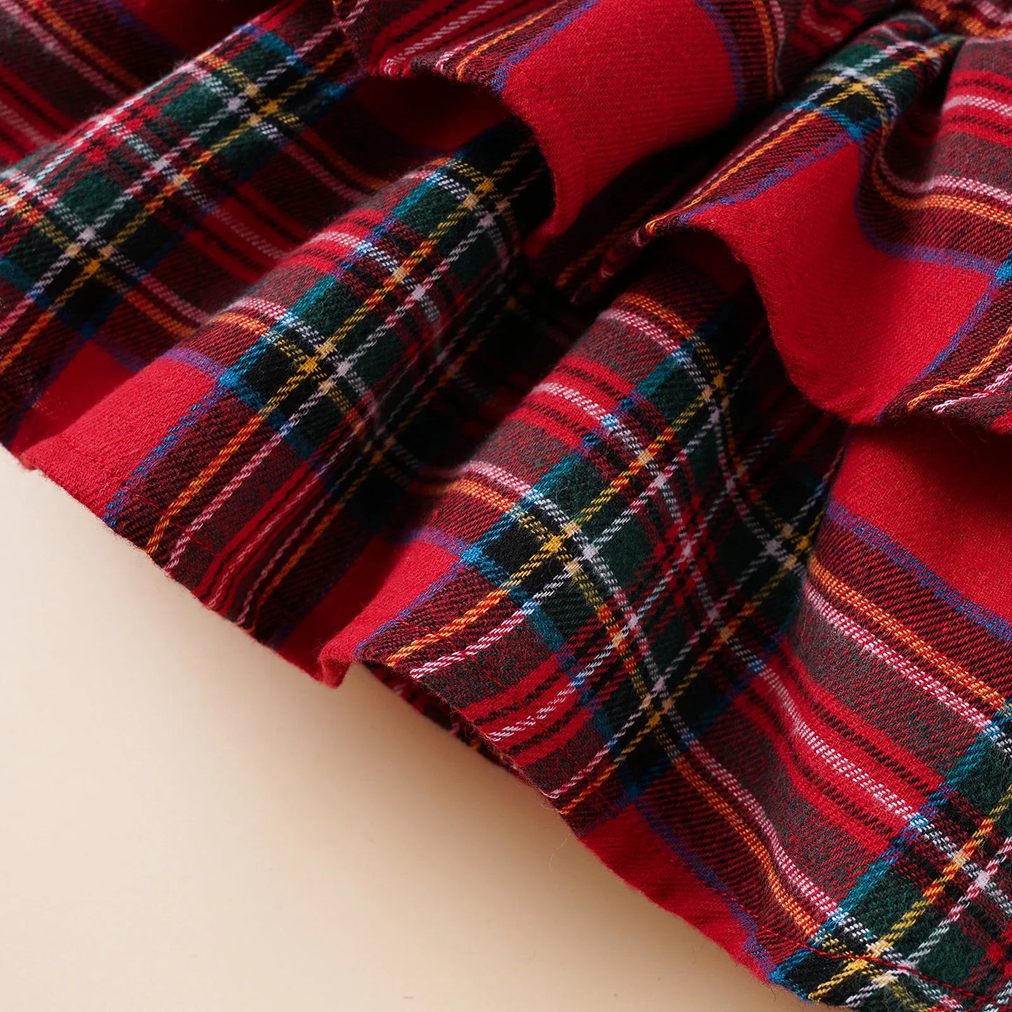 Baby Girls Christmas Ribbed Ruffles Long Sleeve Bodysuits+Plaid Layered Suspender Dress Xmas Outfits Newborn Clothes