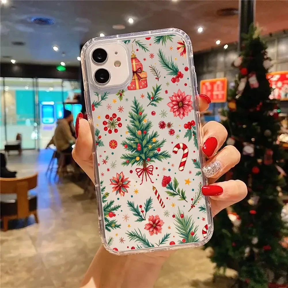 Cute Christmas Tree Candy Cane Bonsai Beautiful Transparent Phone Case For iPhone 17 16E 11 12 13 14 15 Pro Max 7 8 Plus XR XS X
