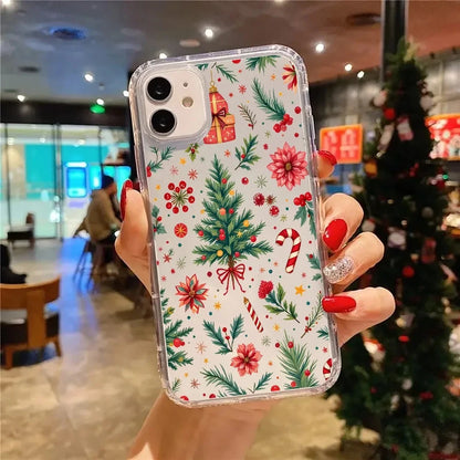 Cute Christmas Tree Candy Cane Bonsai Beautiful Transparent Phone Case For iPhone 17 16E 11 12 13 14 15 Pro Max 7 8 Plus XR XS X