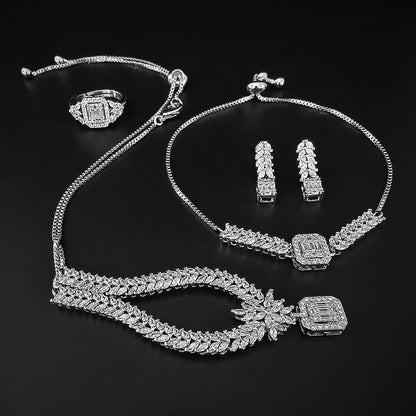 4pcs Pack Moonso Arrival Unique Design Silver Color Jewelry Set for Women Christmas Gift Jewelry R008-E008-S008-X008