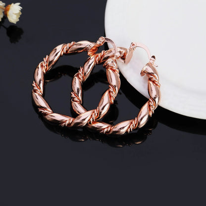 925 Sterling Silver Rope Round 4cm earrings high quality 18K gold plated  Fashion Jewelry Wedding Christmas Gift