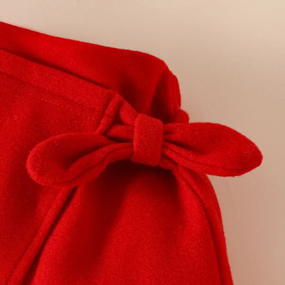 Baby Girls Clothes New Year Set 0-3Y Long Sleeve Big Bow Top Irregular Skirt and Beret Toddler Christmas Clothes