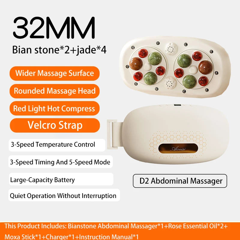 Electric Bian Stone Abdominal Massager Machine Waist Roller Massage Device Tool For Woman Abdomen Promote Intestinal Peristalsis