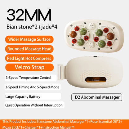 Electric Bian Stone Abdominal Massager Machine Waist Roller Massage Device Tool For Woman Abdomen Promote Intestinal Peristalsis