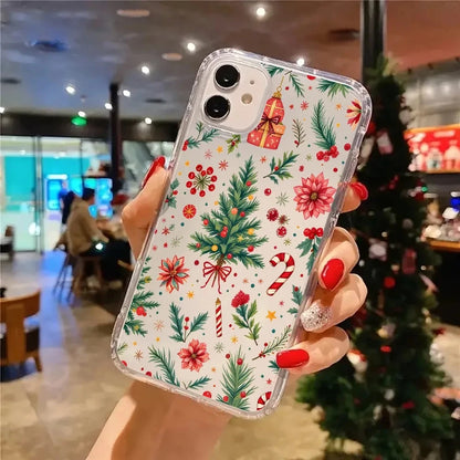 Cute Christmas Tree Candy Cane Bonsai Beautiful Transparent Phone Case For iPhone 17 16E 11 12 13 14 15 Pro Max 7 8 Plus XR XS X