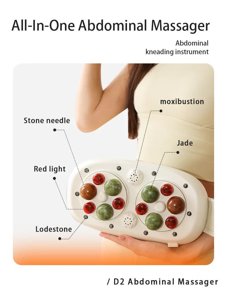 Electric Bian Stone Abdominal Massager Machine Waist Roller Massage Device Tool For Woman Abdomen Promote Intestinal Peristalsis