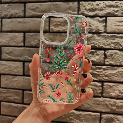 Cute Christmas Tree Candy Cane Bonsai Beautiful Transparent Phone Case For iPhone 17 16E 11 12 13 14 15 Pro Max 7 8 Plus XR XS X
