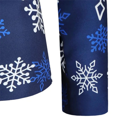 Blue Thin Men's Suit Two-Piece Set, Christmas Essential Loose Fit Asian Size Classic Christmas Outfit for Men