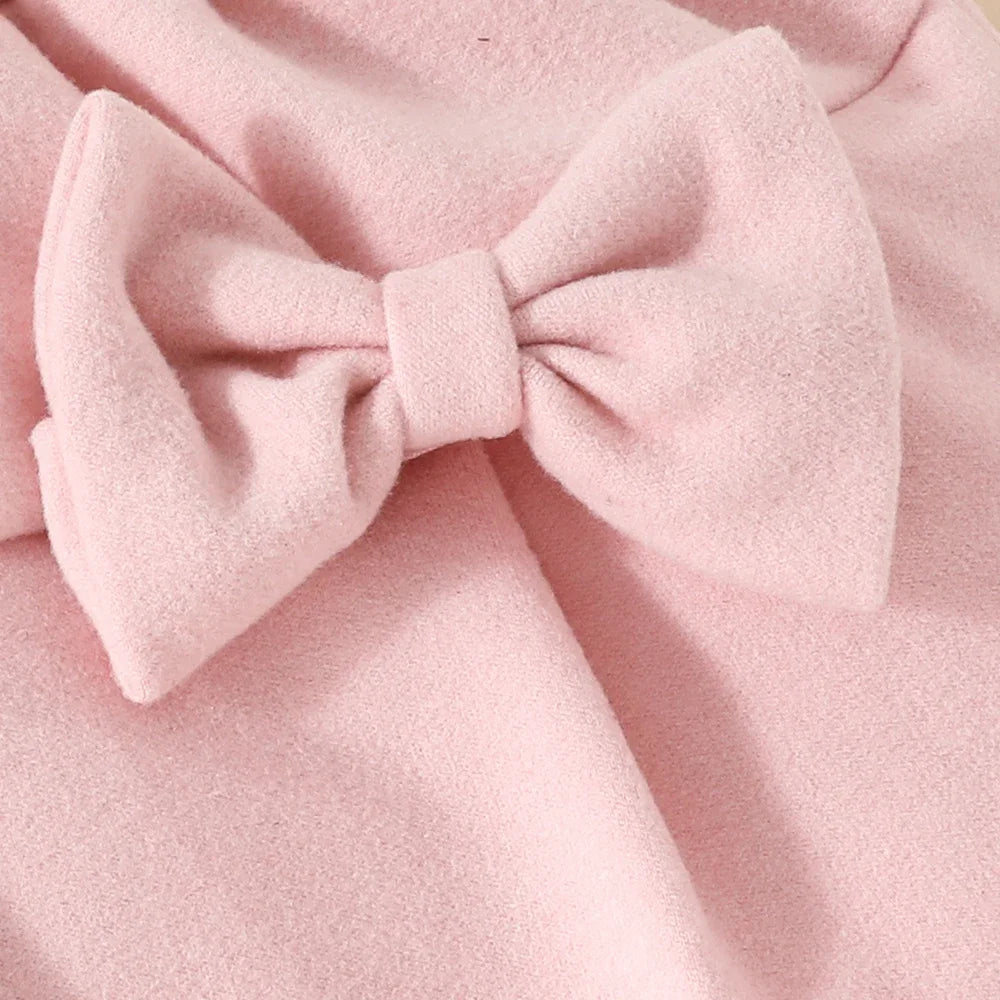 Baby Girls Clothes New Year Set 0-3Y Long Sleeve Big Bow Top Irregular Skirt and Beret Toddler Christmas Clothes