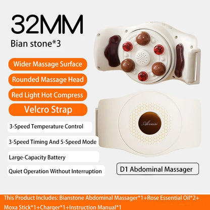 Electric Bian Stone Abdominal Massager Machine Waist Roller Massage Device Tool For Woman Abdomen Promote Intestinal Peristalsis