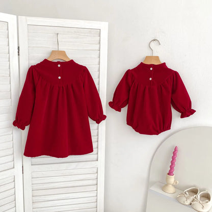 2025 Christmas Children Clothes New Year Clothing Sister Dress 0-6Yrs Girl Party Dress Kids Princess Dresses Baby Girl Romper