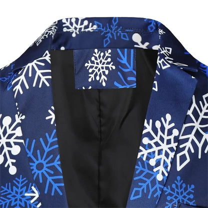 Blue Thin Men's Suit Two-Piece Set, Christmas Essential Loose Fit Asian Size Classic Christmas Outfit for Men