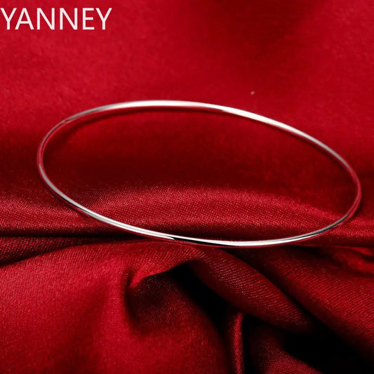 Women 925 Sterling Silver fine Simple circle bangle bracelet Fashion Party Popular brands Jewelry girl student Christmas gifts